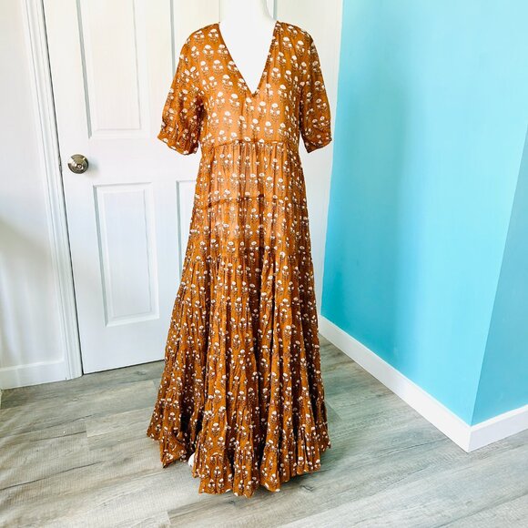 Daughters of India Chaaya Brown Floral Maxi Dress - Picture 4 of 12